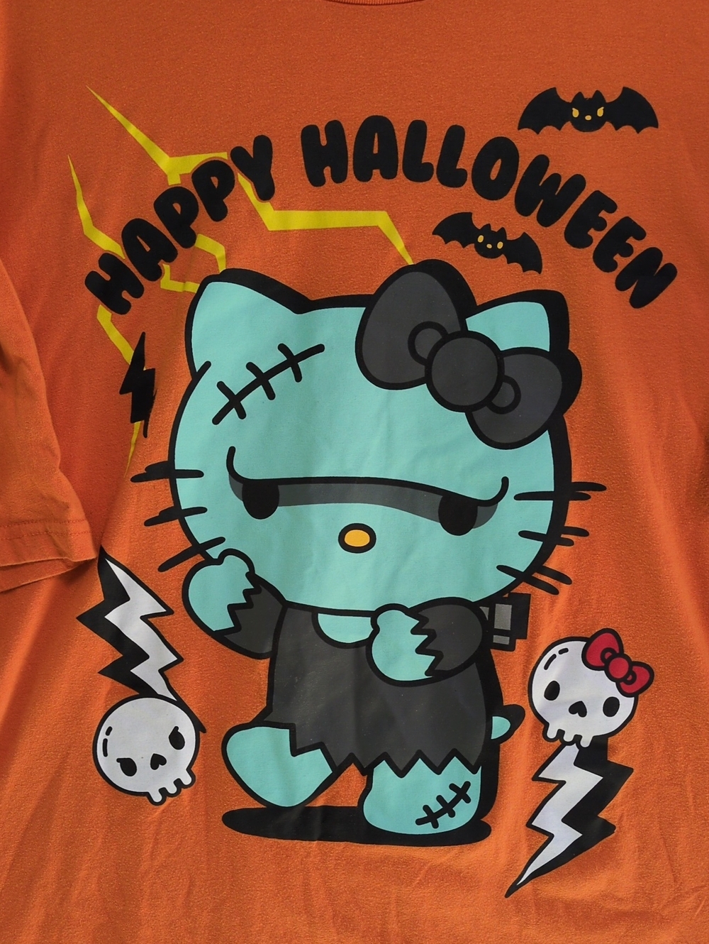 Hello Kitty Frankenstein Halloween Graphic T-Shirt Orange Plus Size 2XL (50-52)